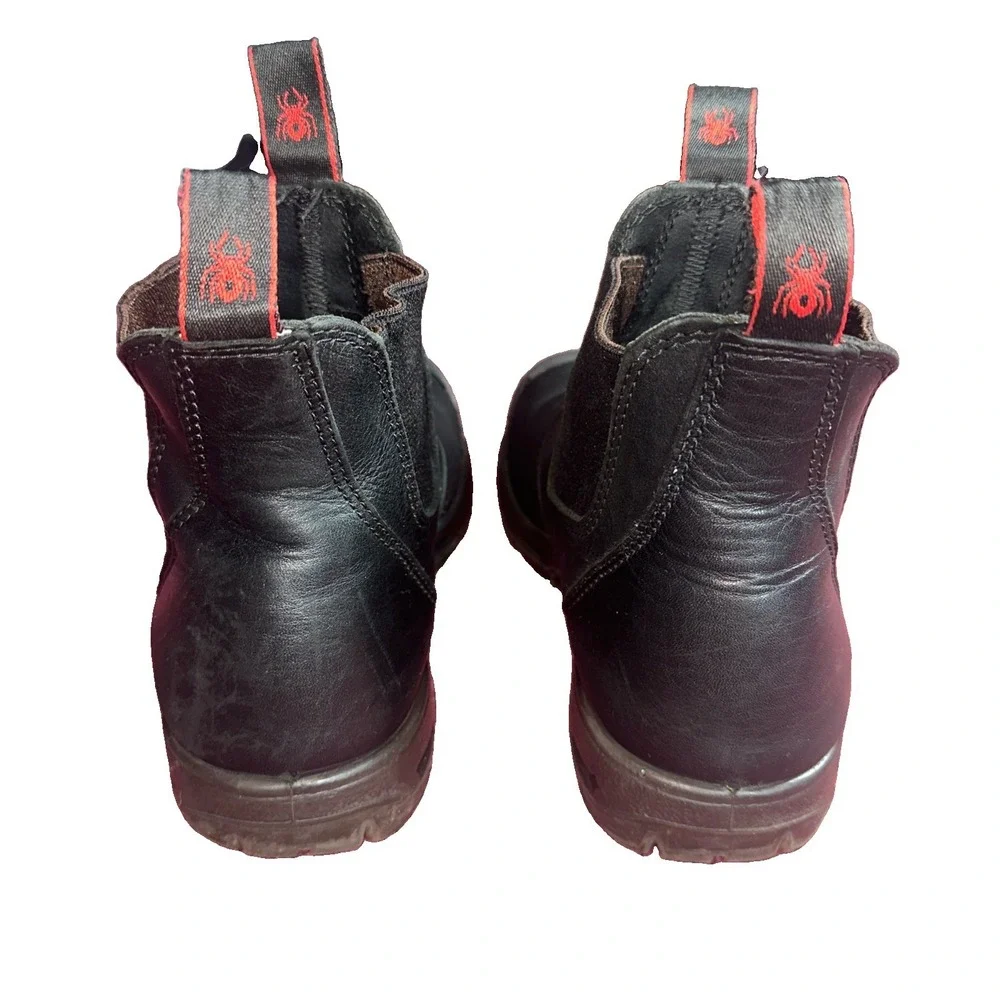 Redback Mens Bobcat Safety Work Boots Size 9 Black Leather Slip On Steel Toe